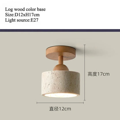 Plafonnier LED en pierre de travertin, lumière chaude pour salon et couloir