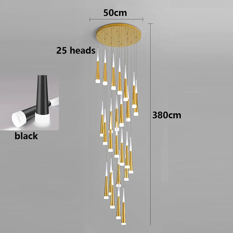 Suspension LED moderne en alliage pour escalier et salon, lumière chaude réglable