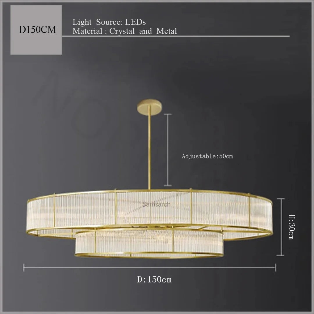 Suspension lustre en cristal doré cuivre, LED luxueuse pour salon et chambre
