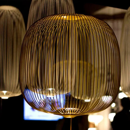 Suspension cage à oiseaux en fer Foscarini, lumière LED design luxe pour salon et restaurant