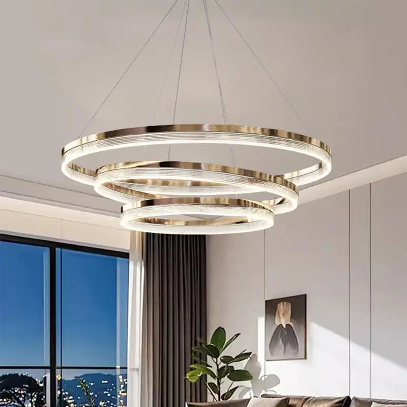 Suspension moderne en alliage et acrylique, lumière LED dimmable pour salon et salle à manger