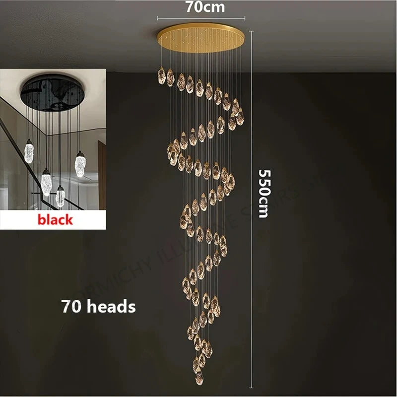Lustre suspendu moderne en cristal LED, lumière chaude réglable pour intérieur design