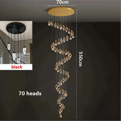 Lustre suspendu moderne en cristal LED, lumière chaude réglable pour intérieur design