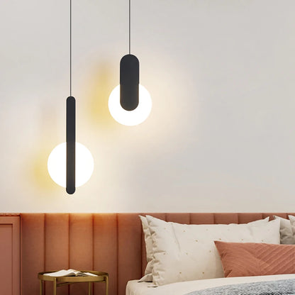 Suspension LED design moderne en aluminium, lumière chaude ou froide, noir et blanc