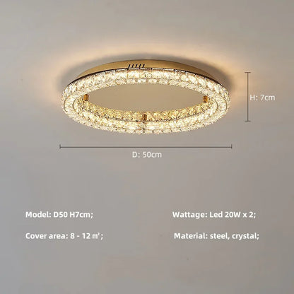 Plafonnier LED moderne rond en cristal pour salon et hôtel