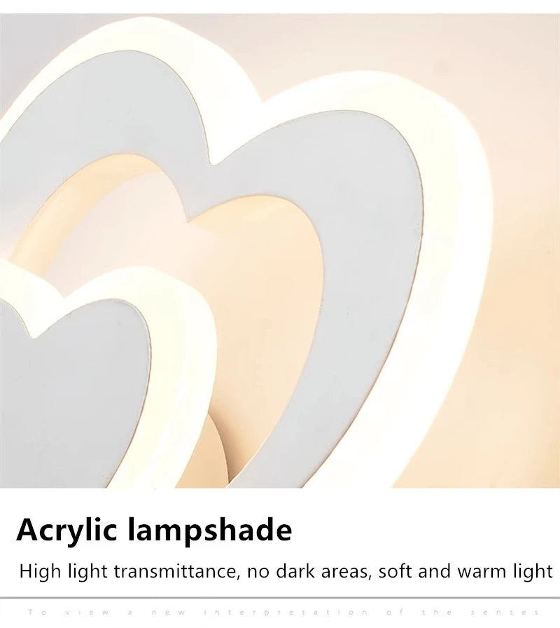 Applique Murale LED Cœur en Métal, Design Nordique, Lumière Ambiante Cosy