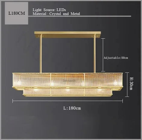 Suspension lustre en cristal doré cuivre, LED luxueuse pour salon et chambre