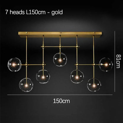 Suspension boule en verre design nordique noir et or LED pour salon et chambre