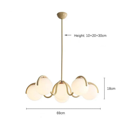 Plafonnier suspendu haricot magique en verre et métal, style crème français, lumière chaleureuse