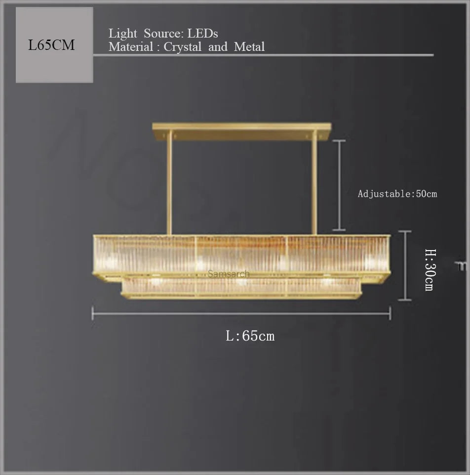 Suspension lustre en cristal doré cuivre, LED luxueuse pour salon et chambre