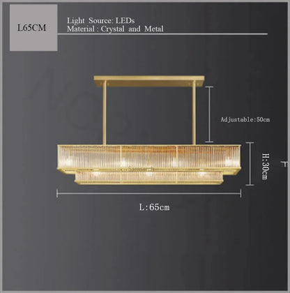 Suspension lustre en cristal doré cuivre, LED luxueuse pour salon et chambre