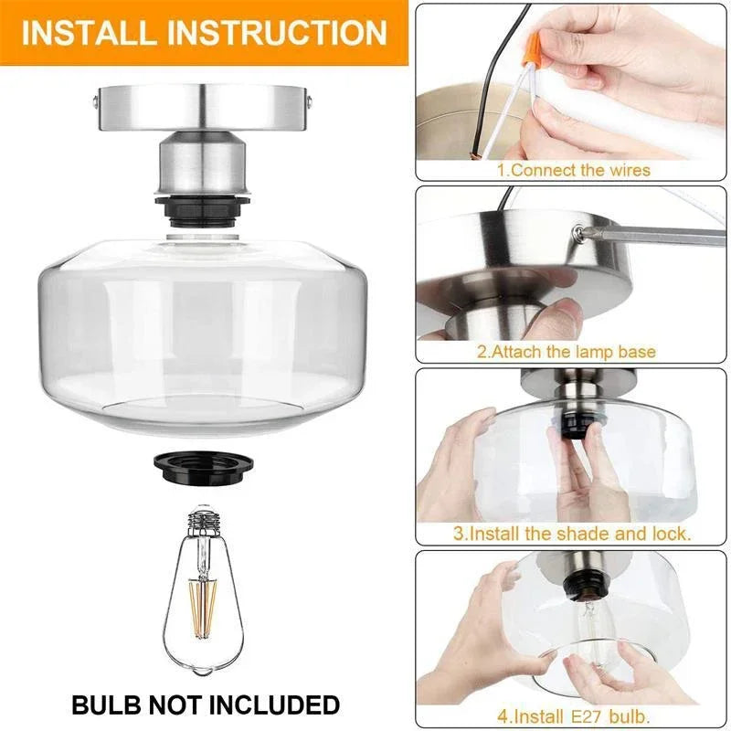 Plafonnier LED en verre design nordique moderne pour intérieur élégant