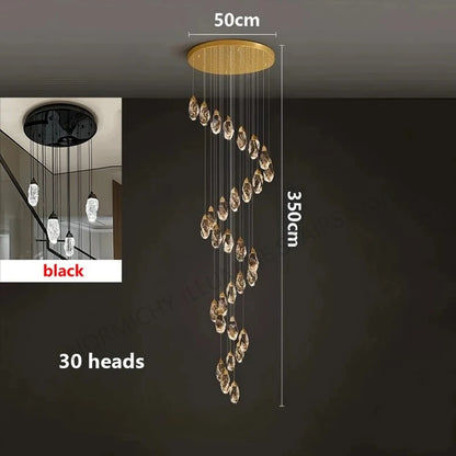 Lustre suspendu moderne en cristal LED, lumière chaude réglable pour intérieur design