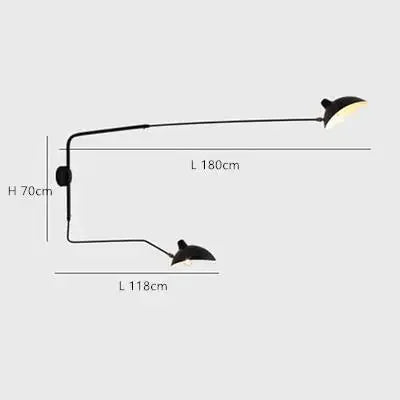 Applique Murale LED Spider Serge Mouille Aluminium Noir Industriel à Bras Réglable