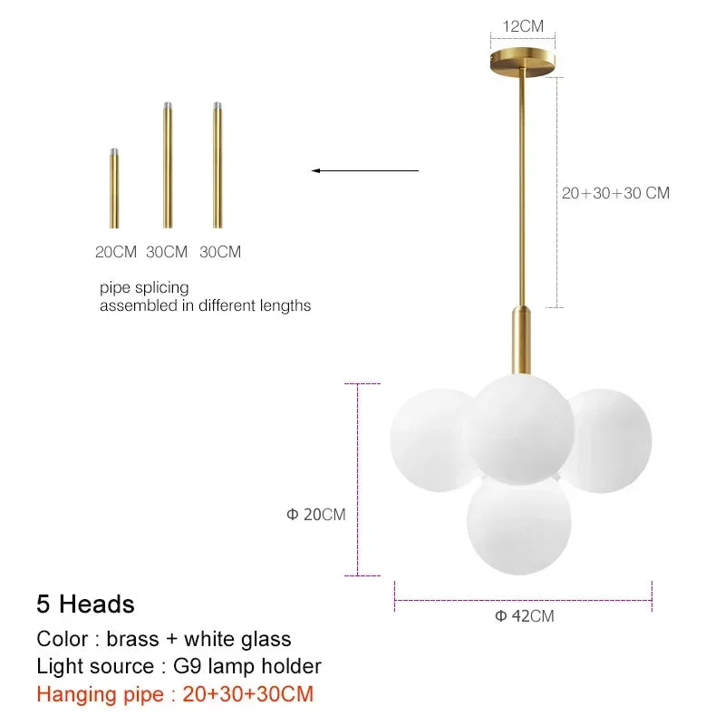 Suspension LED en verre dépoli au design moderne, lumière blanche chaude, luminaire plafond élégant