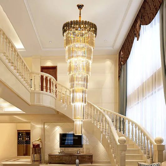 Lustre suspension LED moderne en cristal pour hall et escalier
