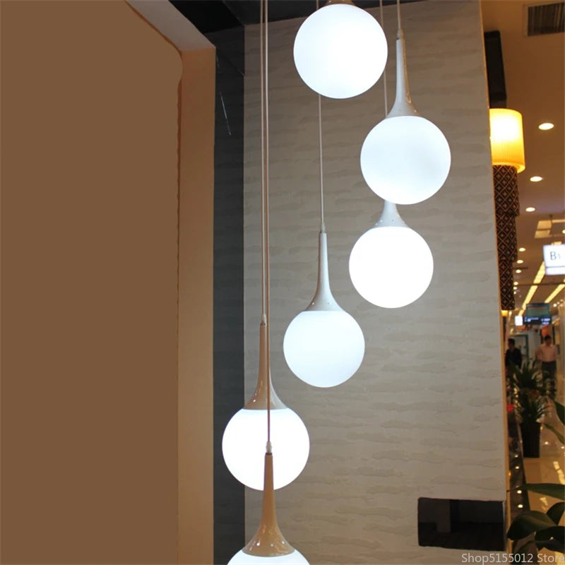 Suspension LED Boule en Verre Nordique, Luminaire Design Moderne