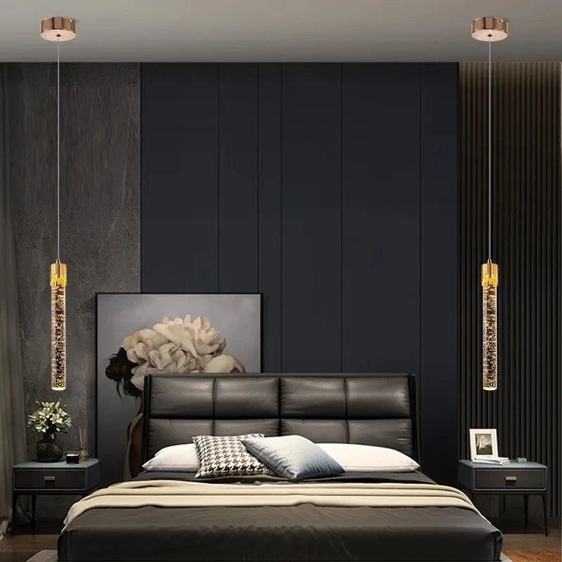 Suspension LED en cristal nordique pour salon et chambre, lumière chaude