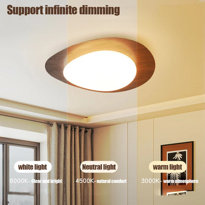 Plafonnier LED moderne galets en bois et acrylique pour salon et chambre