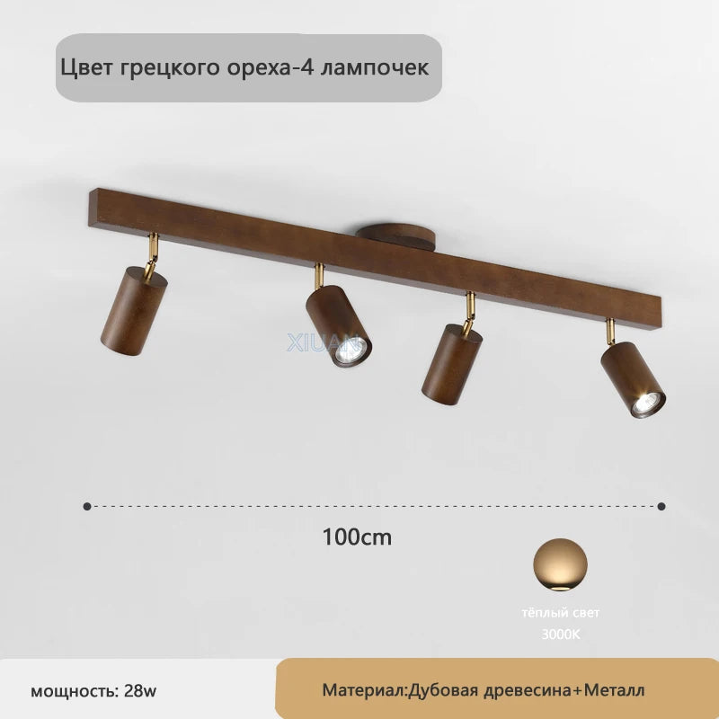 Plafonnier japonais en bois à lumière réglable pour salon et couloir