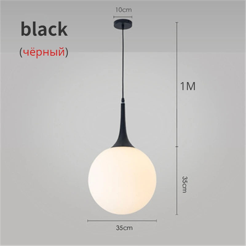 Suspension LED Boule en Verre Nordique, Luminaire Design Moderne