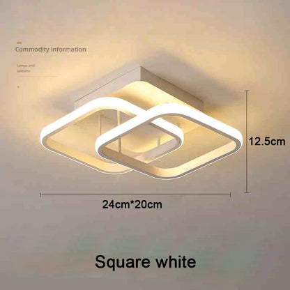 Plafonnier moderne à LED 2 anneaux en aluminium, lumière 3 couleurs, design créatif
