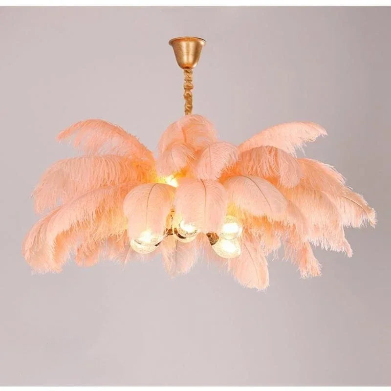 Suspension nordique en plumes LED, luminaire décoratif pour salon et chambre