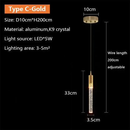 Suspension LED en cristal design nordique, luminaire intérieur élégant