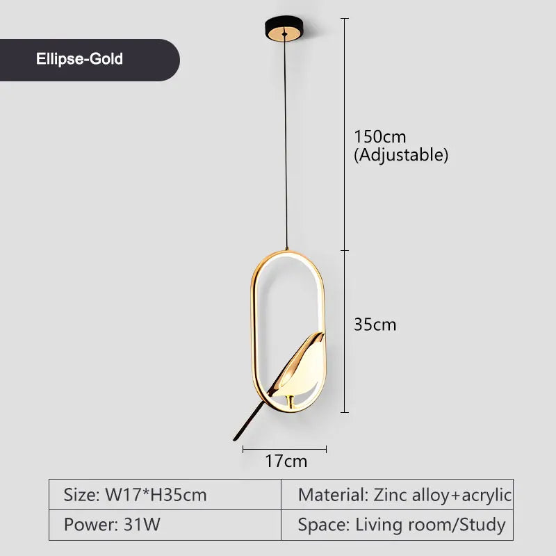 Suspension LED rotative oiseau en métal argent et or, éclairage intérieur AC85-265V