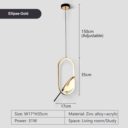 Suspension LED rotative oiseau en métal argent et or, éclairage intérieur AC85-265V
