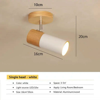 Plafonnier LED rotatif en bois au design nordique moderne, éclairage intérieur chaleureux