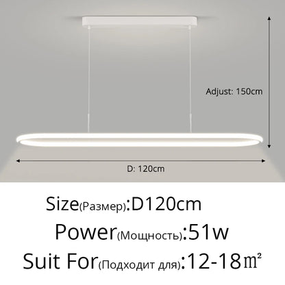 Suspension LED en aluminium noire ou blanche, lumière chaude pour table à manger