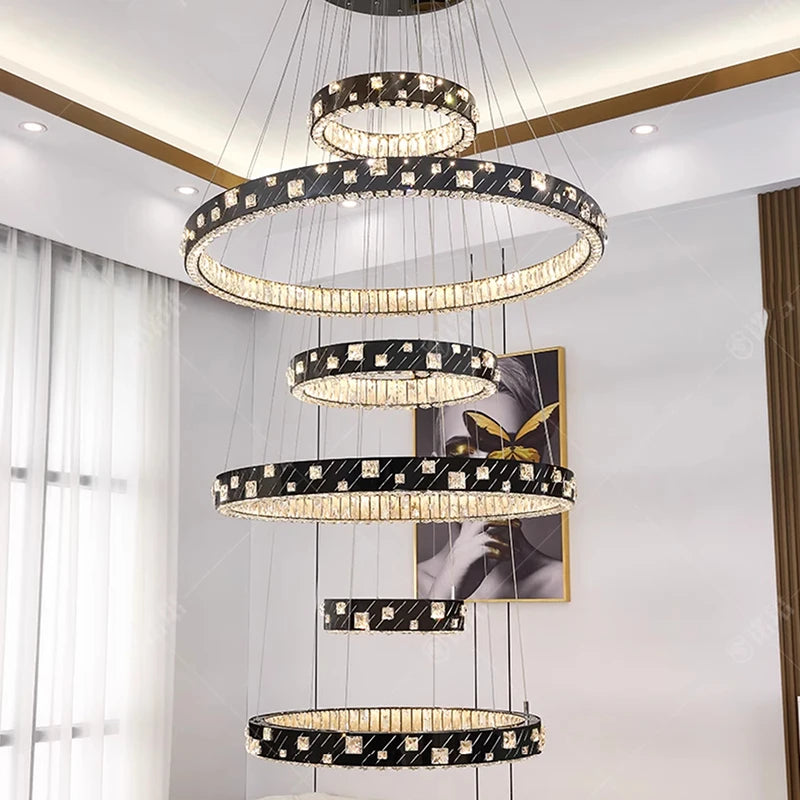 Lustre moderne en cristal et ferronnerie, éclairage LED intérieur chaleureux
