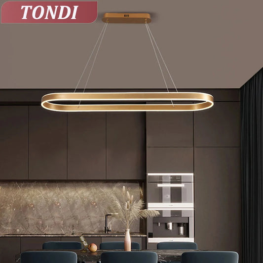 Suspension LED nordique en aluminium, lumière variable pour salle à manger et cuisine