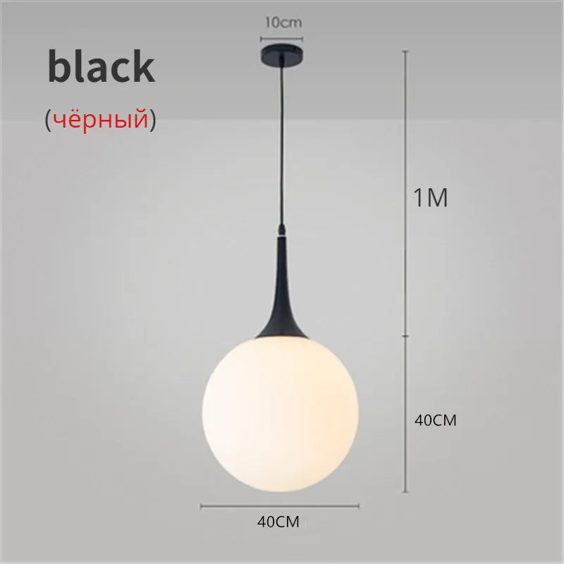 Suspension LED Boule en Verre Nordique, Luminaire Design Moderne