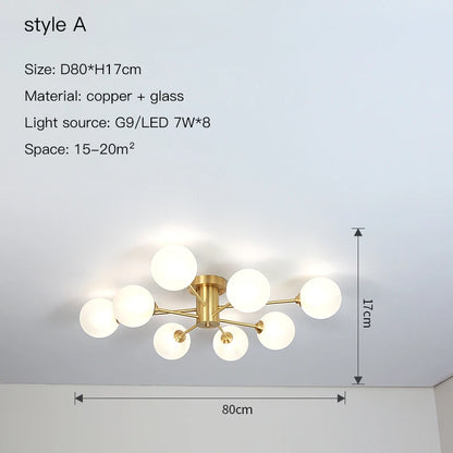 Plafonnier Sputnick design bulle en métal chrome poli pour salon et salle à manger