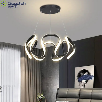 Suspension LED moderne nordique en aluminium, lumière chaude pour salon et salle à manger