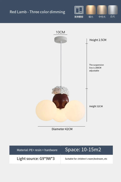 Suspension lustre ours dessin animé en métal, lumière douce pour chambre d’enfant