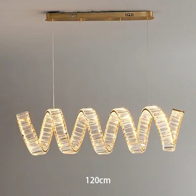 Suspension LED design moderne en fil métallique, luminaire décoratif d’intérieur en cristal