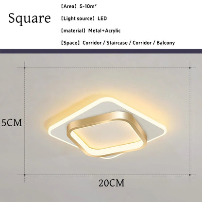 Plafonnier LED métal doré design nordique moderne pour couloir