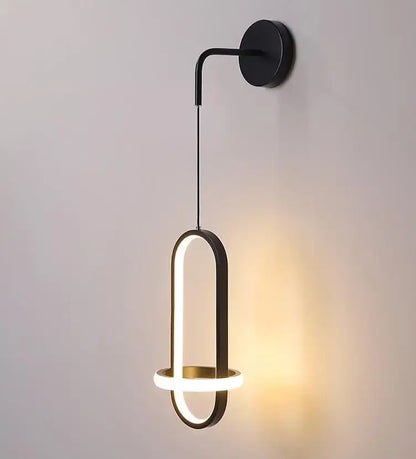 Applique Murale LED Nordique en Fer Noir et Doré, Luminaire Intérieur Élégant
