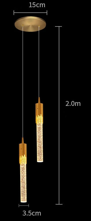 Suspension LED moderne en cristal noir et or pour salon et salle à manger