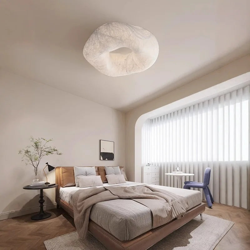 Plafonnier nuage moderne en soie Wabi Sabi LED pour salon et chambre