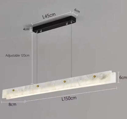 Suspension linéaire en marbre et acier inoxydable LED, design moderne pour salle à manger et chambre