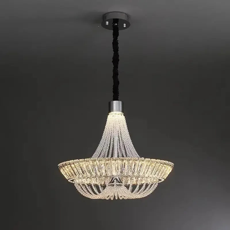 Lustre suspension en cristal américain chrome doré pour salon et restaurant