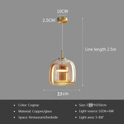 Suspension LED en verre design nordique, lumière chaude ambiance cosy