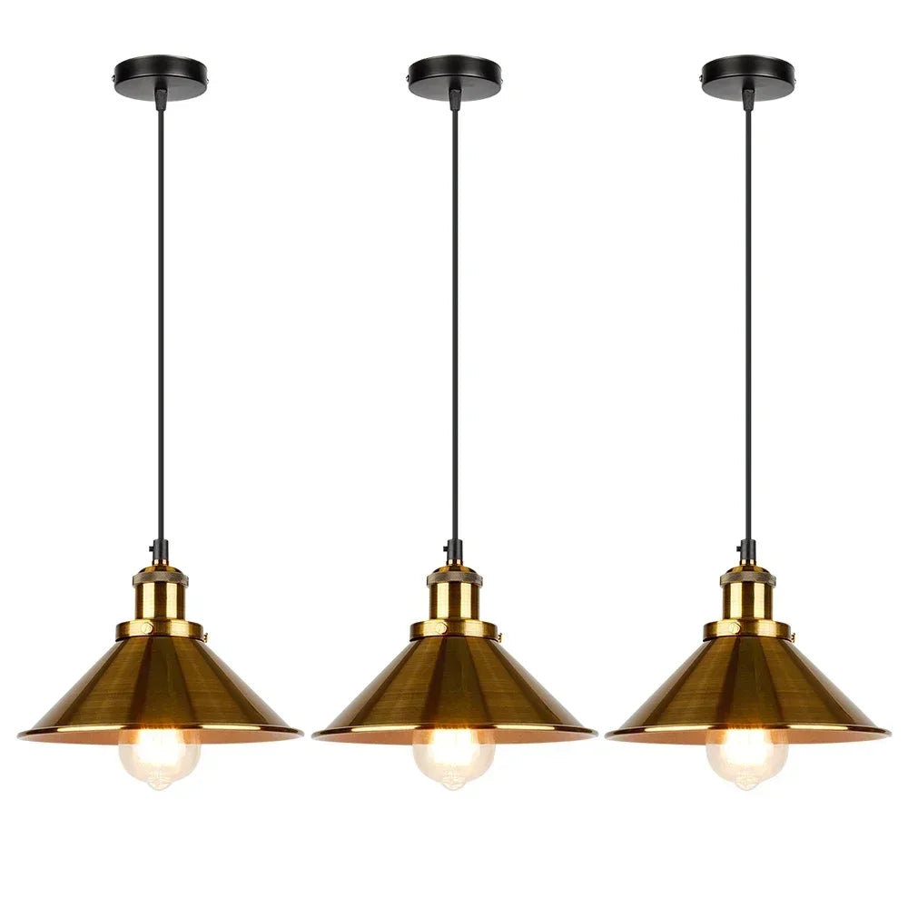Suspension vintage E27 DINDALLED en métal noir et or, lustre d'intérieur