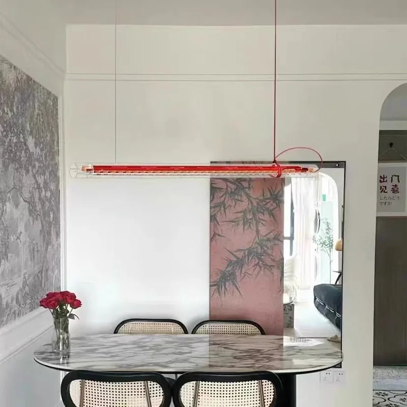 Suspension LED moderne en métal noir, design minimaliste pour cuisine et restaurant