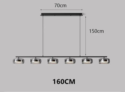 Suspension minimaliste en verre et métal pour salle à manger et cuisine