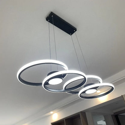 Suspension circulaire en aluminium moderne avec lumière LED chaude, pour salon et salle à manger